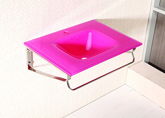 One piece pink glass sink
