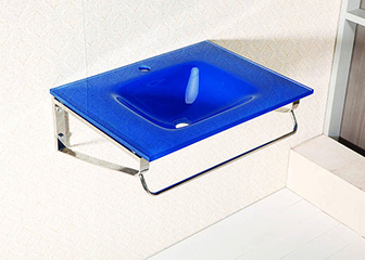 One piece blue glass sink