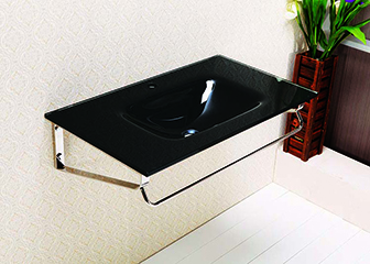 800 mm black glass sink