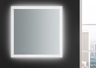 Hangzhou square bathroom mirror with led light around and anti fog feature