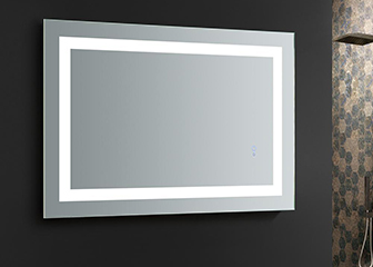 Led illuminated bathroom mirror with a touch switch anti-fog feature