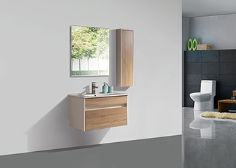 Floating Wood Bathroom Vanity with Side Cabinet